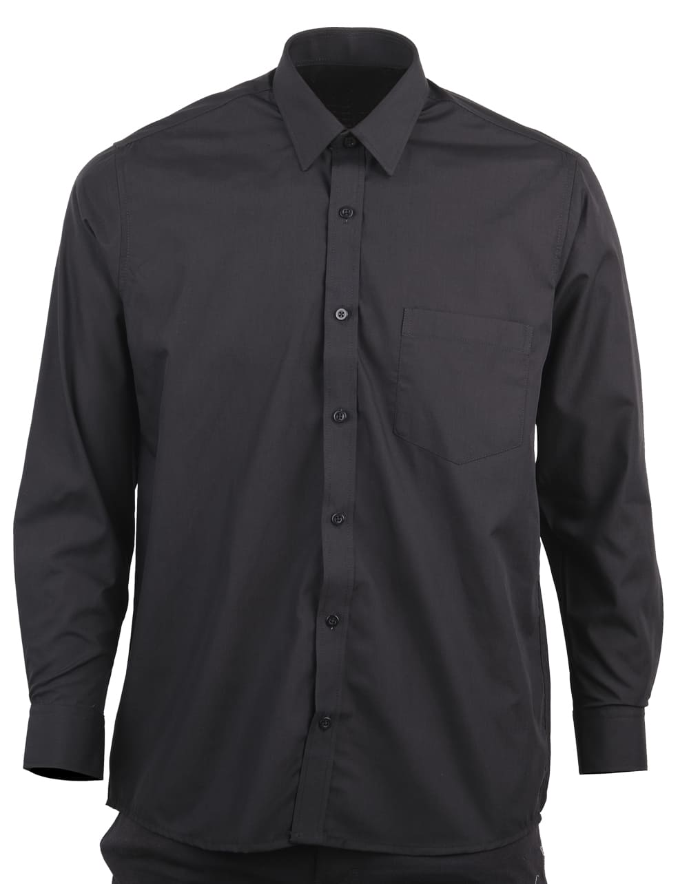 Camisa Manga Larga Sin Textura Color Negro - Moldería Clásica