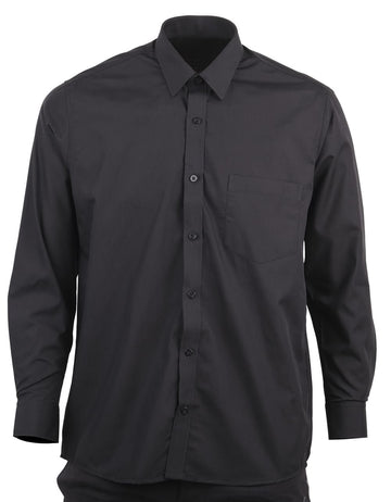 Camisa Manga Larga Sin Textura Color Negro - Moldería Clásica